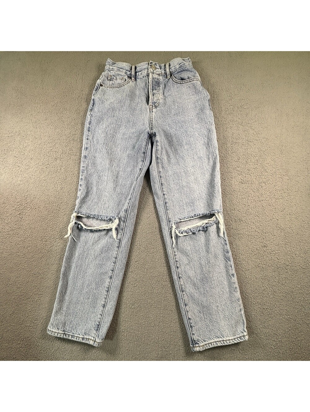 Pacsun 25 High Rise Straight Distressed Jeans - Button Fly Denim